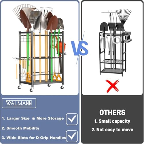 Garden Tool Organizer on Wheels, Rakes/Shovels/Yard Tools Stand, M - view 5