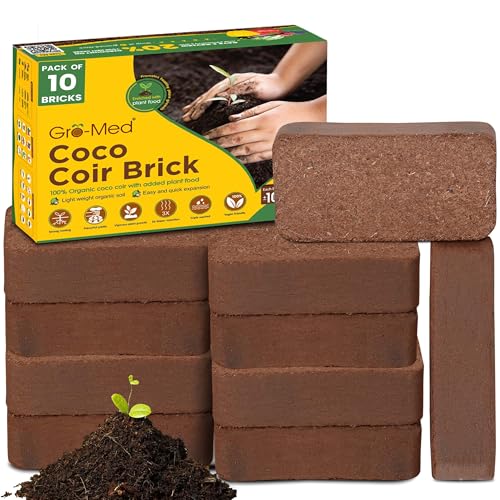 Organic Coco Coir Bricks (10 Pack) - Enriched Coco Coir for Plants