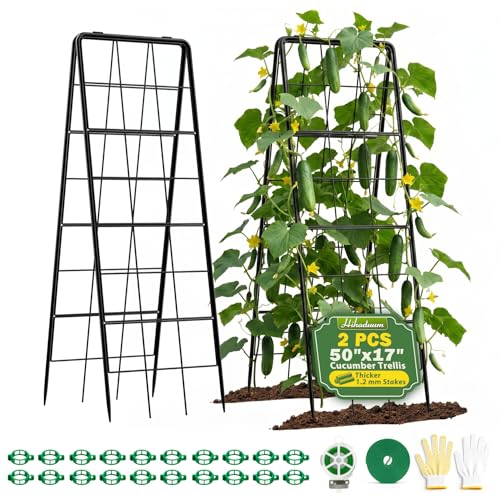 2 Pack 50" Tall A Frame Trellis for Climbing Plants Outdoor (50" X 17") – Heavy Duty Garden Adjustable Trellis, Metal Trellis for Cucumbers, Beans, Tomatoes, Grapes, and Vining Vegetables