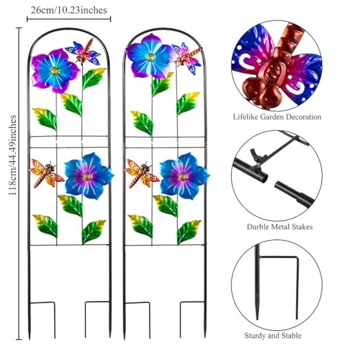 Metal Garden Trellis for Climbing Plants,2 Packs Dragonfly Outdoor Decorative Flowers Arch Fence Trellis for Outdoor Patio,Garden,Lawn,Yard,Backyard,Wall Brackets 45'' H x 10'' W - view 3