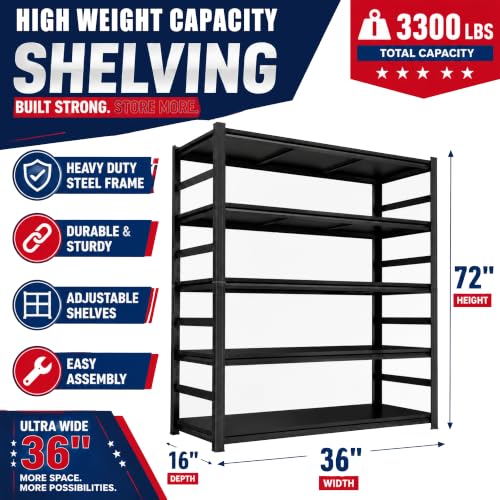 Garage Shelving,Heavy Duty Shelving with Double-Layer Columns 72H×36W×15D - view 2
