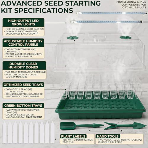 2-Pack 60-Cell Seed Starter Tray with Grow Light, 1-24H Timer - view 3