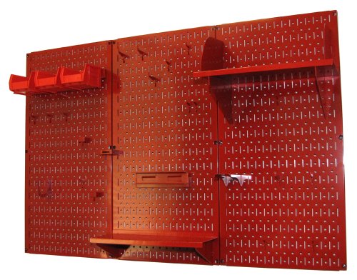 Pegboard Organizer 4 ft. Metal Pegboard Standard Tool Storage Kit with Red Toolboard and Red Accessories - view 2