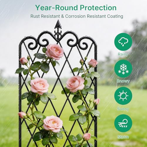 4 Pack Garden Trellis for Climbing Plants Outdoor 47” x 16” Garden Fencing Decorative Plant Trellis Vegetables and Rose Trellis for Ivy Cucumbers Black - view 2