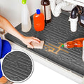 Waterproof Undersink Mat (Grey 34" 1/4 x 22 1/4) 36 inch Cabinet Base Liner for Kitchen & Laundry Cabinets Catches Leaks Prevents Damage Flexible Sink Driptray