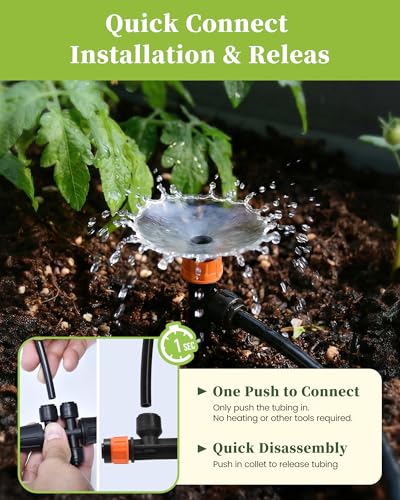 Drip Irrigation System, Quick-Connect Garden Watering System Kit with Adjustable Emitters for Greenhouse, Garden Grid, Raised Bed, Potted Plant - view 4