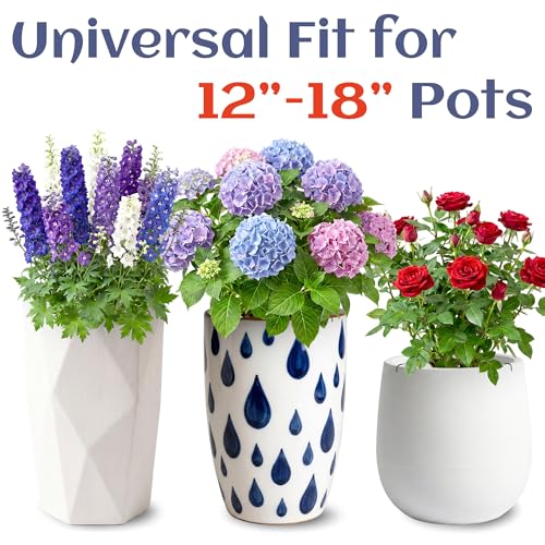 Adjustable Planter Inserts for Large Pots, Fits for 12" -18" Plant Risers for Inside Pots, Black Planter Insert with Hooks and Pot Saucers, Chain Pot Fillers for Different Taper Pots (1, Black) - view 3