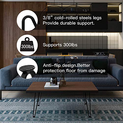 10inch Black Hairpin Furniture Legs(4PCS) | Heavy-Duty Hairpin Legs End Table Legs| with Screws and 4pcs Bonus Rubber Floor Protectors | Metal Table Legs Desk Legs Furniture Legs for DIYers - view 5