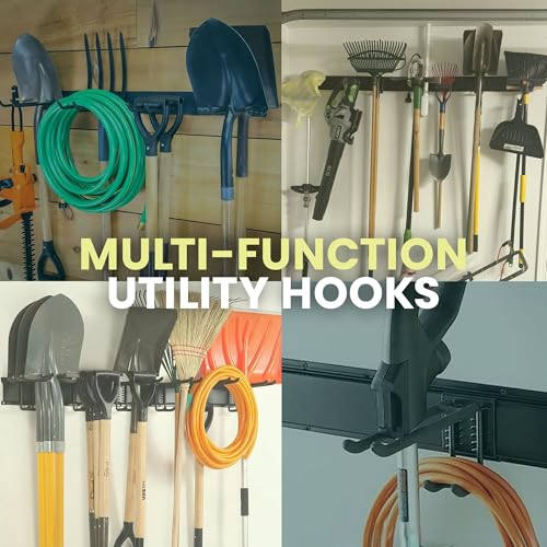 Heavy Duty 48-inch Garden Tool Rack – Customisable Wall-Mounted Garage Tool Organiser with 10 Adjustable Hooks, Holds Up to 200KG, Ideal for Garden, Workshop & Shed Storage Solutions - view 5