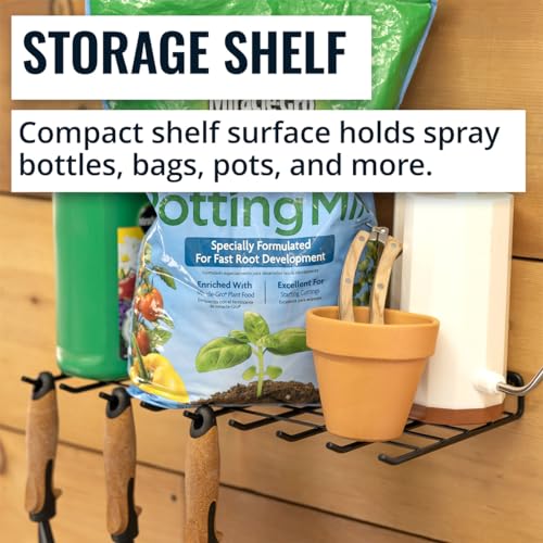 Gardening Hand Tools Organizer, Wall Mount Storage Shelf for Garden Scissors, Hand Pruners, Plant Shears, Tree Cutter, Gardening Shears, and Garden Supplies, Holds 40 lbs - view 3