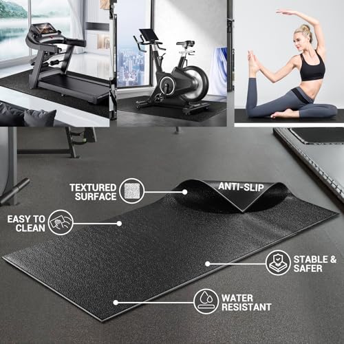Treadmills Mat for Health & Fitness Exercise Equipment - Anti-Fatigue Elliptical, Bike, Jump Rope Mat, 6mm Thick, Used On Hard Floors and Carpet Protection 36"x60" - view 5