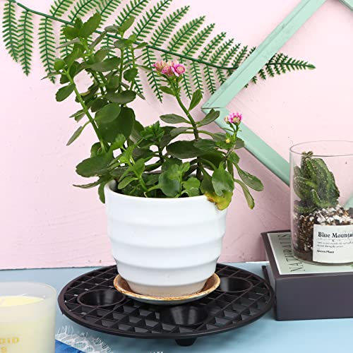 6 Pcs Plant Pot Elevator Heavy Duty Platic Stand Black Round Flower Holder - view 4