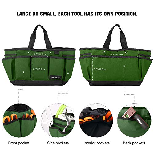 14 Inch Gardening Tote Bag, Garden Tool Storage Bag, Dark Green - view 3