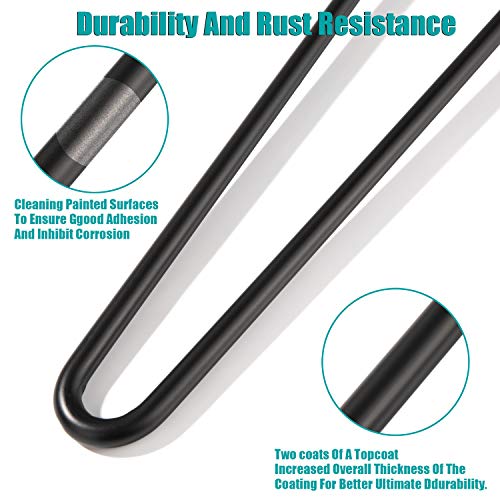 Hairpin Legs 12 inch Set of 4, DIY Furniture Metal Table Legs Perfect for Coffee and Dining Table, Designer Desk, Nightstand, 3/8" Diameter Satin Black Two-Rod Mid Century Modern Style (12", Black) - view 3