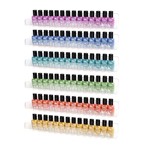 15" Acrylic 6 Shelves Nail Polish Wall Mounted Holder Paint Organizer Storage Rack Clear Hanging Nail Polish Shelf Floating Wall Mount Nursery Bookshelves Vinyl Display Record Holder.