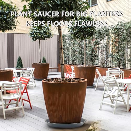 6 Pack 15 Inch Gray Plant Saucers, Heavy Duty PP Trays for Large Pots - view 4