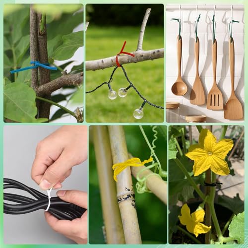 200 PCS Twist Ties for Plants, 7.8 Inch Garden Twist Ties Reusable Blue Cable Tie with Rugged Metal Innercores for Bread Cake Pop Candy Bags Cable Organization Christmas Tree Gardening Decor - view 6