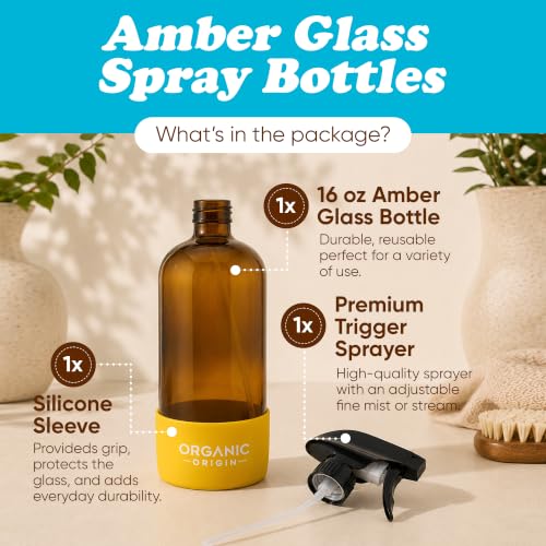 Organic Origin Amber Glass Spray Bottles, 16 oz with Protective Sleve - view 2