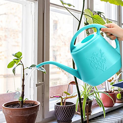 1-Gallon Plastic Watering Can with Comfortable Handle, Garden Watering Cans Long Spout for Indoor Outdoor Watering Plants, Bright Blue - view 6