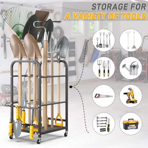 Garden Tool Organizer Stand, Yard Tool Storage Rack with Wheels - view 5