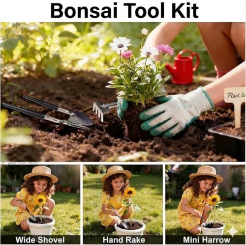 Bonsai Tools Set, 20-Piece Bonsai Tools Set with Waterproof Repotting Mat, Pruning Shears, Scissors & Training Wire - Indoor Gardening Starter Gifts for Women, Men & Beginners - view 3