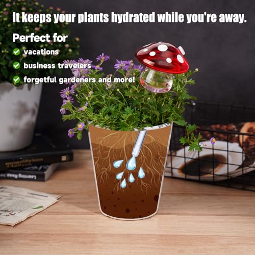 Self Watering Globes Mushroom Glass Bulbs Set of 3, Indoor Outdoor - view 4