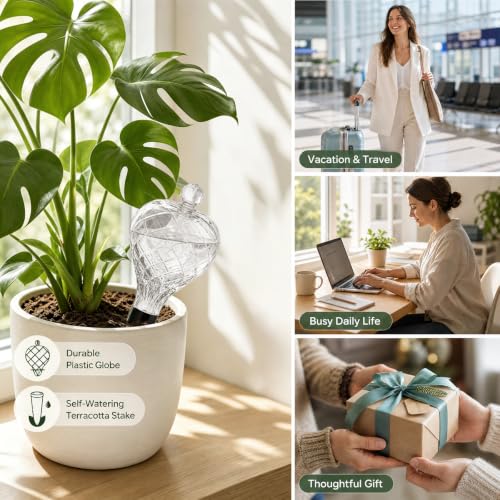 2 Pack 17 oz Large Plant Self Watering Globes to 2 Weeks Watering, Clear - view 4
