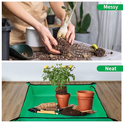 Repotting Mat for Indoor Plants - 26"*26" Plant Potting Tray Transplanting Mat Foldable Waterproof Indoor Gardening Supplies - view 5