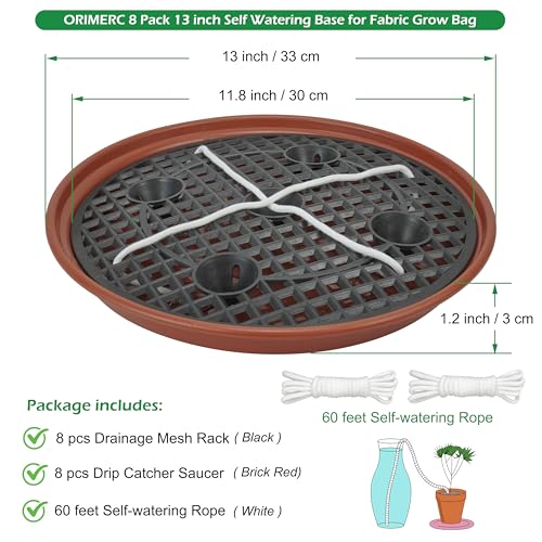 8 Pack 13 inch Self Watering Base for Fabric Grow Bag, Self-watering Plastic Elevated Plant Saucer Stand, Automatic Watering Tray for Non-woven Planter Flower Pot Growth Tent Greenhouse Indoor Outdoor - view 2