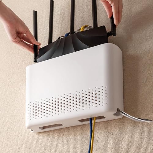 Router Storage Box – Wall-Mount Wifi Cable Organizer, Internet Modem Shelf Rack | No-Drill Network Equipment Holder for Bedroom, Living Room, Dorm, Office, Apartment, Study Room, Home Interior - view 4