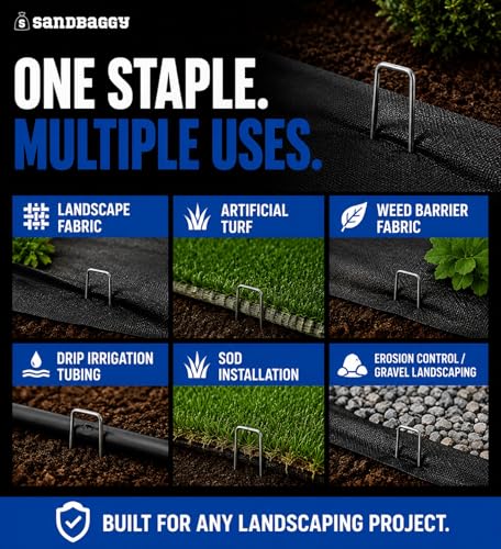 6 Inch Landscape Staples, 1,000 Pack 11 Gauge Heavy Duty Steel Garden Staples, Square Top U Pins for Weed Barrier Fabric, Sod, Turf, Netting and Drip Irrigation Tubing - view 3