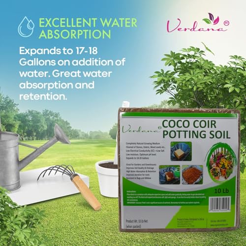Coco Coir Potting Soil Brick - 10 lb Compressed Coconut Coir Block, Expands to 72 Quarts / 18 Gallons, Peat Moss Alternative for Seed Starting, Raised Beds, Potting Mix & Houseplants - view 4