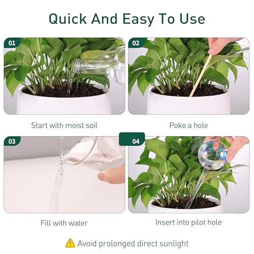 Extra-Thick Glass Plant Watering Globes, Iridescent Hand-Blown, 2 Pack - view 6