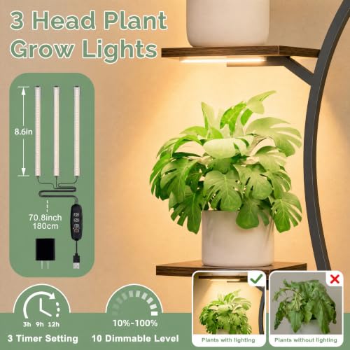 Plant Stand Indoor with Grow Lights - Tall Indoor Plant Shelf - view 2