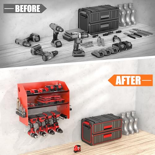 Power Tool Organizer Wall Mount, Cordless Drill Holder with 4 Slots - view 7