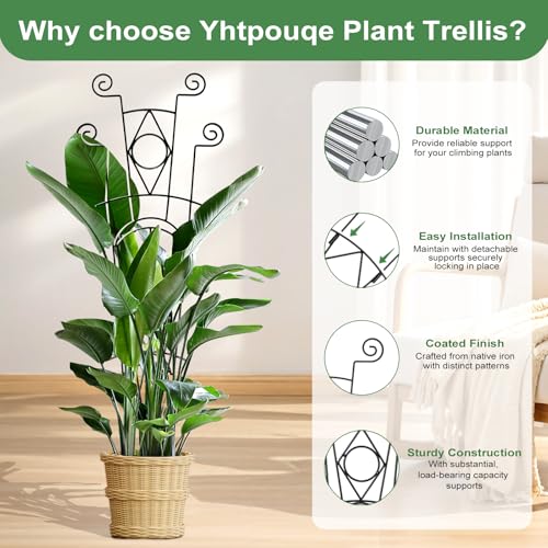 Stackable Metal Trellis for Climbing Plants Indoor - 4 Pack Garden Trellis for Potted Plants, Plant Support Stakes for Flower Vines - Rust-Resistant Sturdy Plant Trellis - view 3