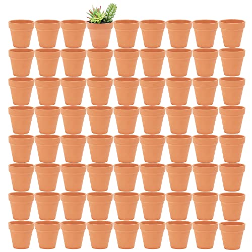 2.5 inch Terracotta Pots with Drainage Holes,Small Mini Clay Ceramic Pottery Planter,Cactus Flower Terra Cotta Pots,Succulents Nursery Pots for Indoor/Outdoor Plants,Crafts,Wedding-72 Pack