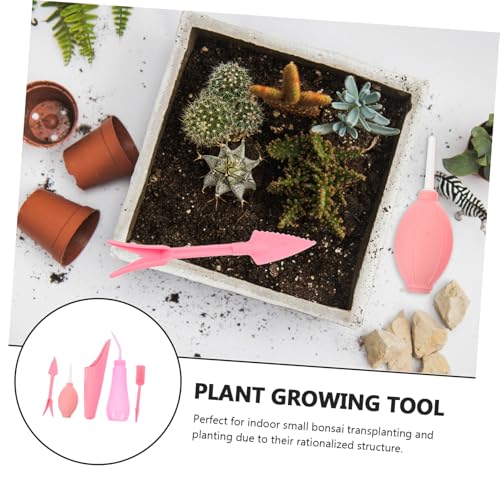 Pink PVC Bonsai Tools Set for Succulents, Anti-Rust Portable Gardening Kit - view 3