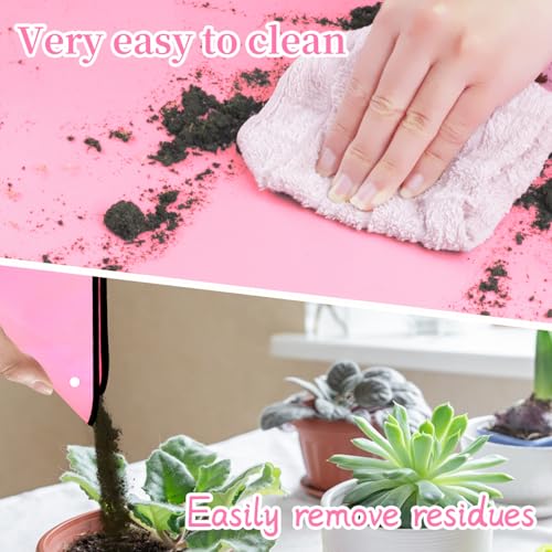 Repotting Mat for Indoor Plant Transplanting 29.5"x 29.5" Pink Garden Mat for Plant Lovers Oxford Fabric Portable Potting Tray for Gardening Mess Control - view 3