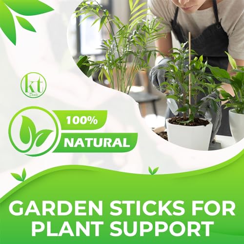 100 Pack 16" Bamboo Plant Stakes for Indoor Plants, Long Wood Skewers Sticks for Plant Support Tomato Floral Flower Bouquet, Garden Wooden Sticks Sign Posting and Other Crafts (100pc - 16 inch) - view 5