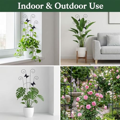 2 Pack 30 in Adjustable Plant Trellis Thickened Rust-Proof Metal Climbing Support Expandable 15-30 Inch Indoor Outdoor Garden Trellis for Pothos Ivy Monstera with Plant Ties - view 6
