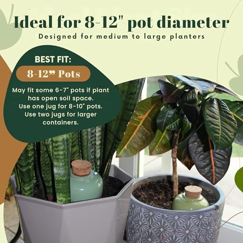 Terracotta Self Watering Planter Insert - Set of 4 Clay Ollas with Slim Bottom for Easy Soil Insertion, Glazed Top, Slow-Release Plant Watering System for Indoor & Outdoor Plants - view 5