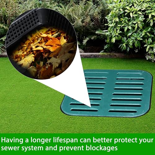 Large Drainage Catch Basin with Fiber Glass Grate and Debris Basket, French Drain Catch Basin with No Pre-Drilled Holes for Patios, Downspouts, Lawns, Municipal Plumbing (18x18x15 in) - view 3