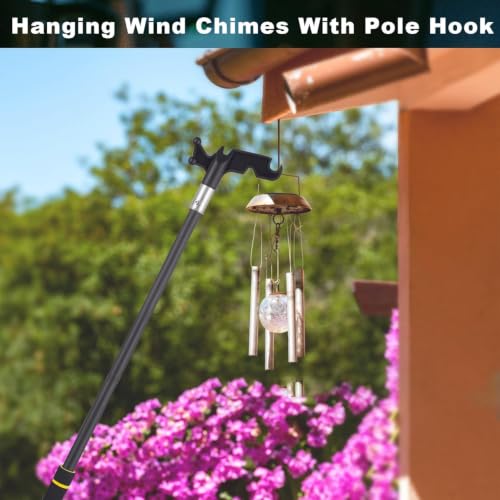 Christmas Light Pole, 31–61inch Adjustable Segmented Stainless Steel Extension Pole with Black Hooks Ideal for Hanging String Lights Holiday Decorations Clothing and Bird Feeders - view 4