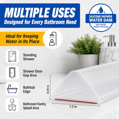 Collapsible Shower Threshold Water Dam Shower Barrier, 98 Inch - view 2