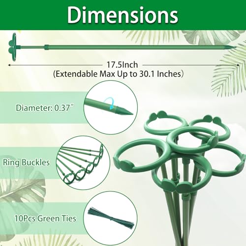 Extendable Plant Stakes,Length Scalable From17.5to30.1IN Plant SupportStake - view 2