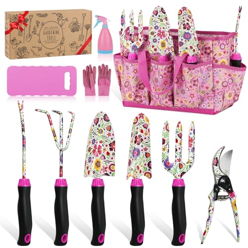 Gardening Tools Set, 10PCS Gardening Gifts for Women, Pink