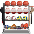 Basketball Rack with Wheels, 4 Tier Garage Ball Storage Organizer