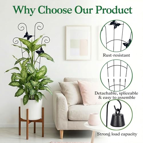 2 Pack 30 in Adjustable Plant Trellis Thickened Rust-Proof Metal Climbing Support Expandable 15-30 Inch Indoor Outdoor Garden Trellis for Pothos Ivy Monstera with Plant Ties - view 4