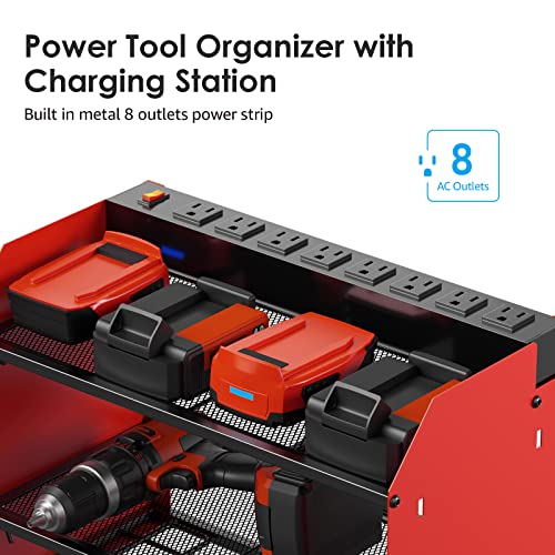 Wall Mount Modular Tool Charging Organizer, Red, 1 Pack, 3 Tier. - view 2